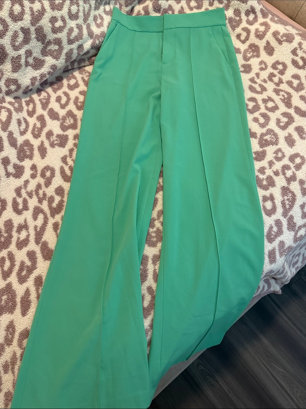 Alice + Olivia Emerald Green Wide-Leg Trousers